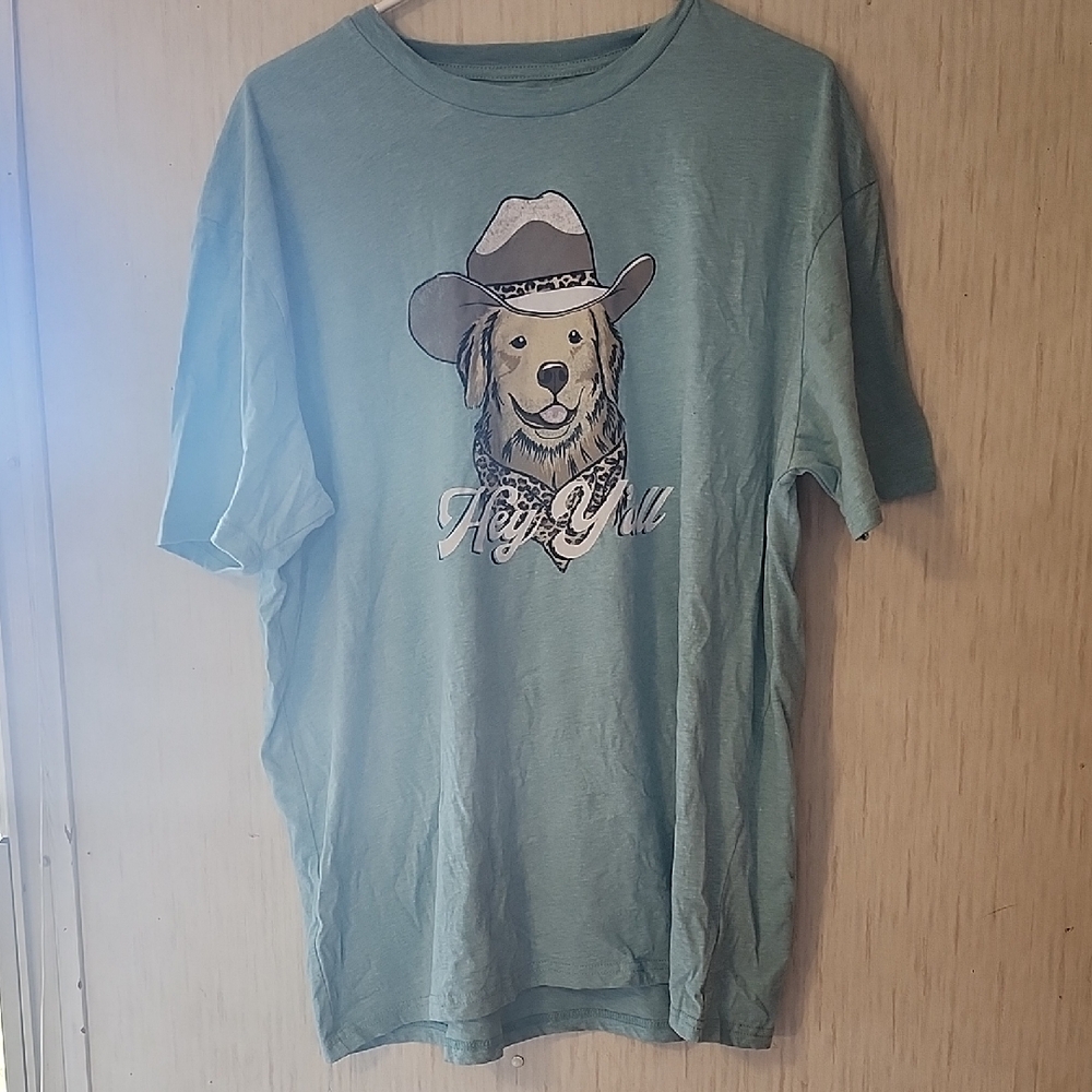 Graphic Tee with Cowboy Dog Design
